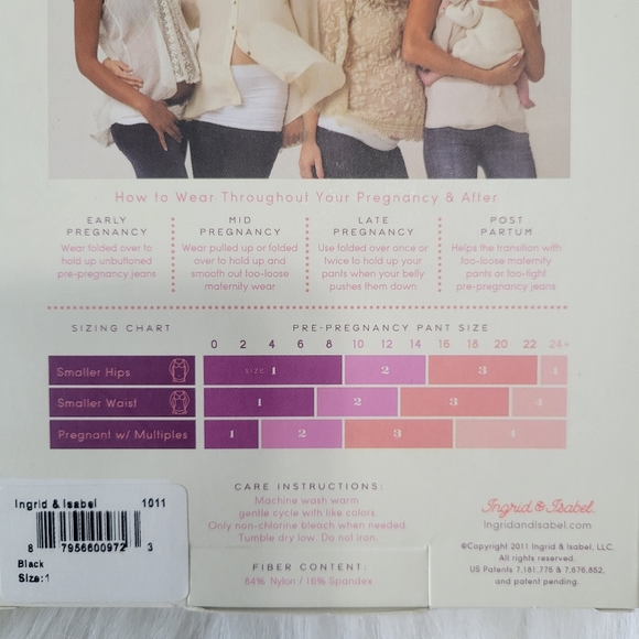 Ingrid & Isabel BellaBand Black Size 1 Everyday Maternity Belly Band NIB - Picture 5 of 10